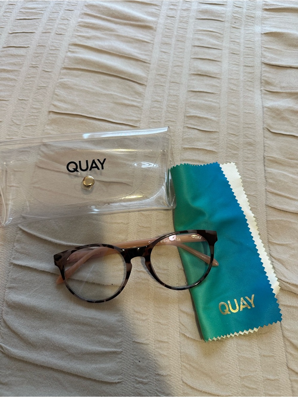 Quay Australia Tortoiseshell Round Glasses with Pink Temples